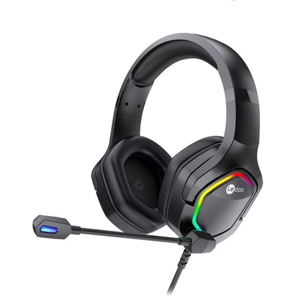 KULAKLIK LECOO HT403 USB2.0 RGB AYDINLATMALI KABLOLU SİYAH