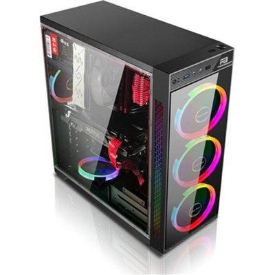 ATX POWERBOOST VK-C12B USB TEMPERED GLASS RGB FAN SİYAH KASA PSU YOK