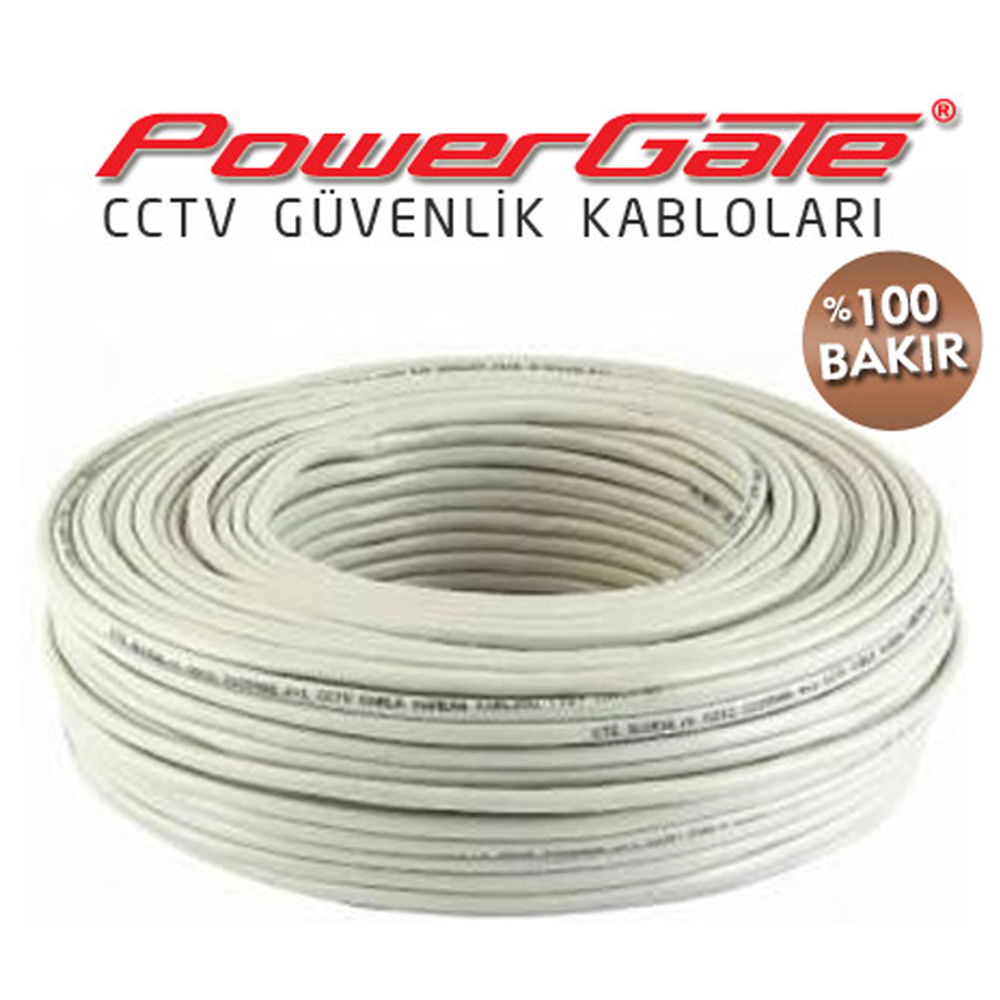 PowerGate CELL2 100mt, 2+1 (2x0,22+0,22) %100 Bakır, CCTV Güvenlik Kablosu