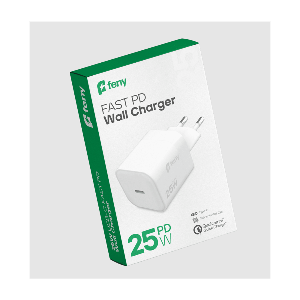 FENY FN-C25, 25W, Type-C, Akıllı Isı Kontrol Chip, Qualcomm Quick Charge 3.0, ŞARJ Adaptörü