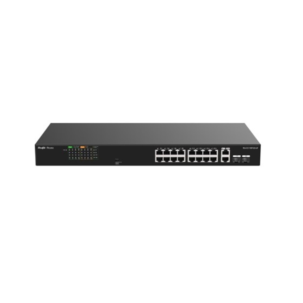 RUIJIE REYEE RG-ES118FGS-LP  18 Port, 16 Port  Megabit PoE, 120W, 2 Port Gigabit  COMBO,  Switch  Metal Kasa