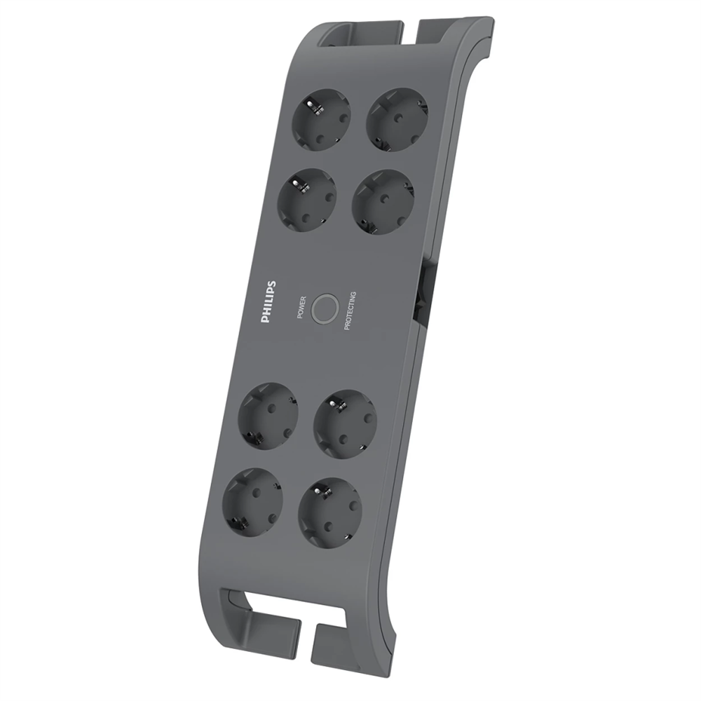 PHILIPS SPN3180A/62, 8 Soket, Akım Korumalı Priz, 900 Joules, 2Mt Kablo, (Gri)