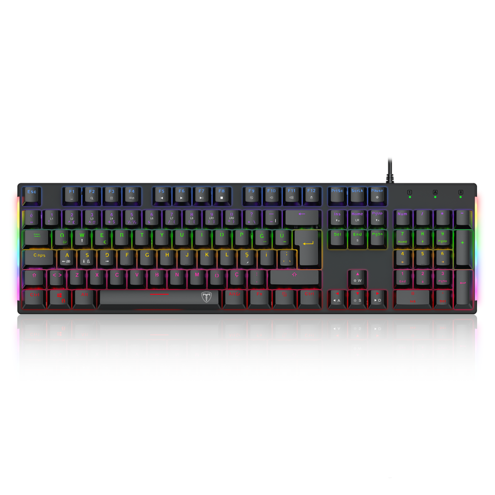 T-DAGGER NAXOS, T-TGK310-BL, USB Kablolu, Türkçe Q, Rainbow Backlight, Blue Mekanik Switch, 104 Tuşlu, Gaming Klavye