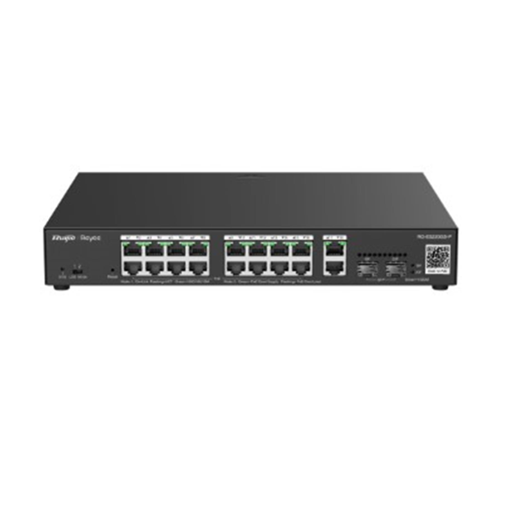 RUIJIE REYEE RG-ES220GS-LP 20Port, 16 Port Gigabit PoE, 130W, 2 Port Gigabit Uplink, 2 Port SFP,  Colud Yönetilebilir Switch  Metal Kasa