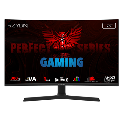 RAYDIN EG27RFA-300HZ, 27", 1ms, 300Hz, Full HD, 350 nits, 2xHDMI, DP, Hoparlör, VA LED, R1500 Curved, Yükseklik Ayarlı Ayak, Frameless, FreeSync Gaming Monitör