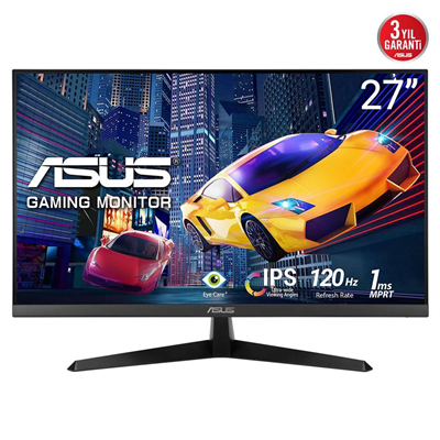 ASUS VY279HGR 27" 1ms, 120Hz, Full HD, HDMI, D-Sub, IPS LED, Anti Bakteriyel, Mavi Işık Filtresi, Eye Care, GAMING Monitör