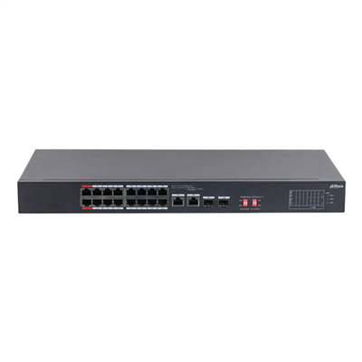 DAHUA S3218-16ET-135, 16 Port, Megabit, PoE 135W, 2 Port GigaBit Uplink, 2 Port GigaBit SFP, Longe Range 250Mt, Yönetilemez, Rack Mount Switch