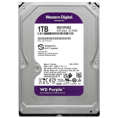 WD PURPLE, WD11PURZ, 3.5" 1TB, 64Mb, 5400 Rpm, 7/24 Güvenlik, HDD (Türkiye Distribütörü Garantili)