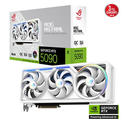ASUS ROG-ASTRAL-RTX5090-O32G-WHITE, 32Gb, 512Bit, GDDR7, 2xHDMI, 3xDP GAMING Ekran Kartı