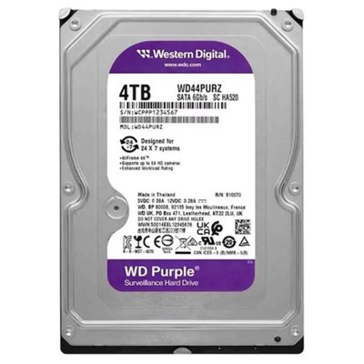 HDD 4TB WD 3.5 PURPLE SATA3 5400RPM 7/24 GUVENLIK WD44PURZ 3 YIL RESMI DIST.