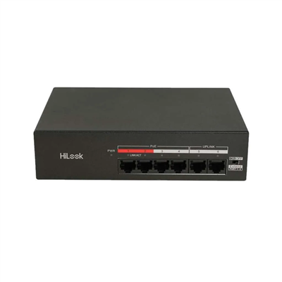 HILOOK NS-0106MP-35(B), 4 Port, Megabit, PoE 35W, 2 Port Megabit Uplink, Yönetilemez, Masaüstü Switch