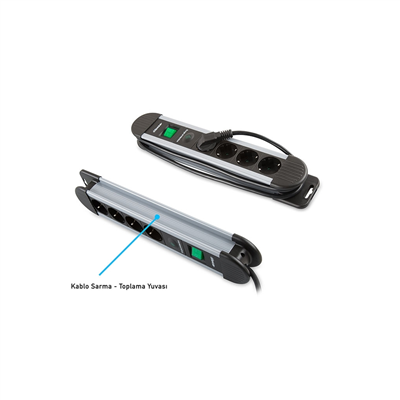 S-LINK Swapp SPGKS03, 3 Soket, Akım Korumalı Priz, 1.5Mt Kablo, 900 Joule (Gri) %100 Bakır