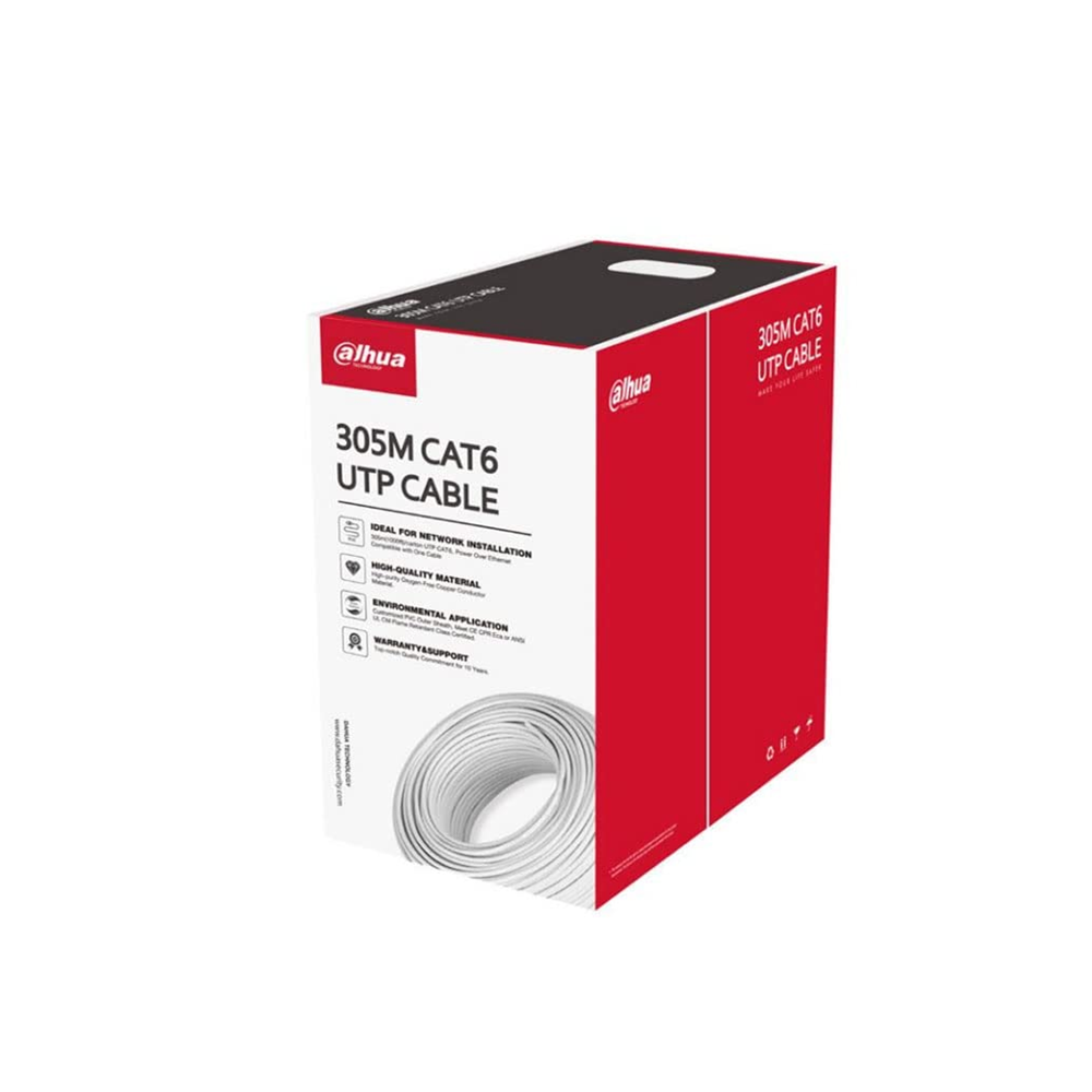 DAHUA DH-PFM923I-6UN-C, CAT6 305m, 24AWG 0.53mm, UTP, %100 Bakır, LSZH Halogen Free Kablo, Beyaz Renk