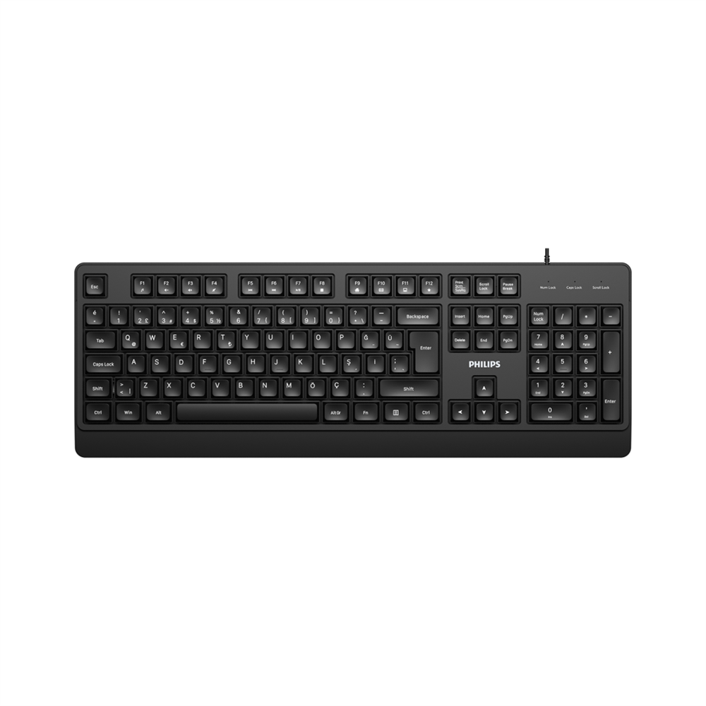 PHILIPS SPK6247B, USB Kablolu, Türkçe Q, Multimedya Klavye (Siyah)