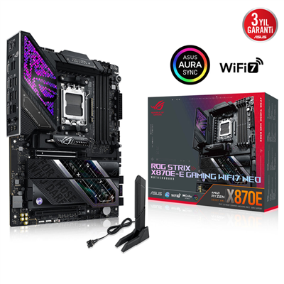 ASUS ROG STRIX X870E-E GAMING WIFI7 NEO, 4xDDR5,  5xM.2, HDMI, DP, Type-C, PCIe 5.0, 2xWi-Fi 7, Bluetooth v5.4, AM5 Soket GAMING Anakart