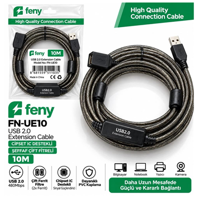 FENY FN-UE10, Güçlendirilmiş USB Uzatma Kablosu 10 Metre