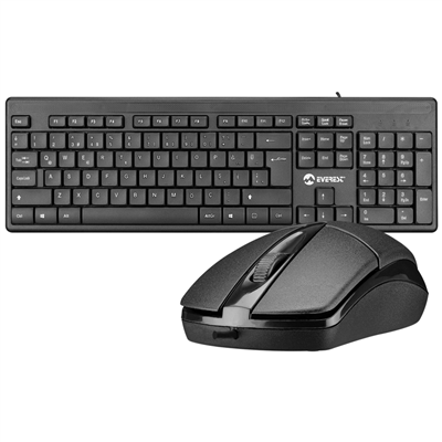 EVEREST KM-515, Siyah, Türkçe Q, USB Kablolu, Klavye Mouse Set