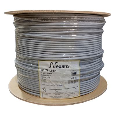 NEXANS NEX1611TO5, GRİ, CAT6, 500M, 23AWG (0,58mm), UTP, %100 Bakır, LSZH Halogen Free, Makara, Kablo
